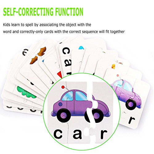 Spelling Toys, SAYEEC Match & Spelling Board Games w/ 10 Three-Piece Word Puzzles and 10 four-Piece Word Puzzles - Thumbnail 7