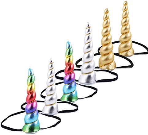 Unicorn Horn Glitter Elastic Headband Spiral Unicorn Horn cosplay Magical Unicorn Horn,Children's Party Supplies (6pcs)