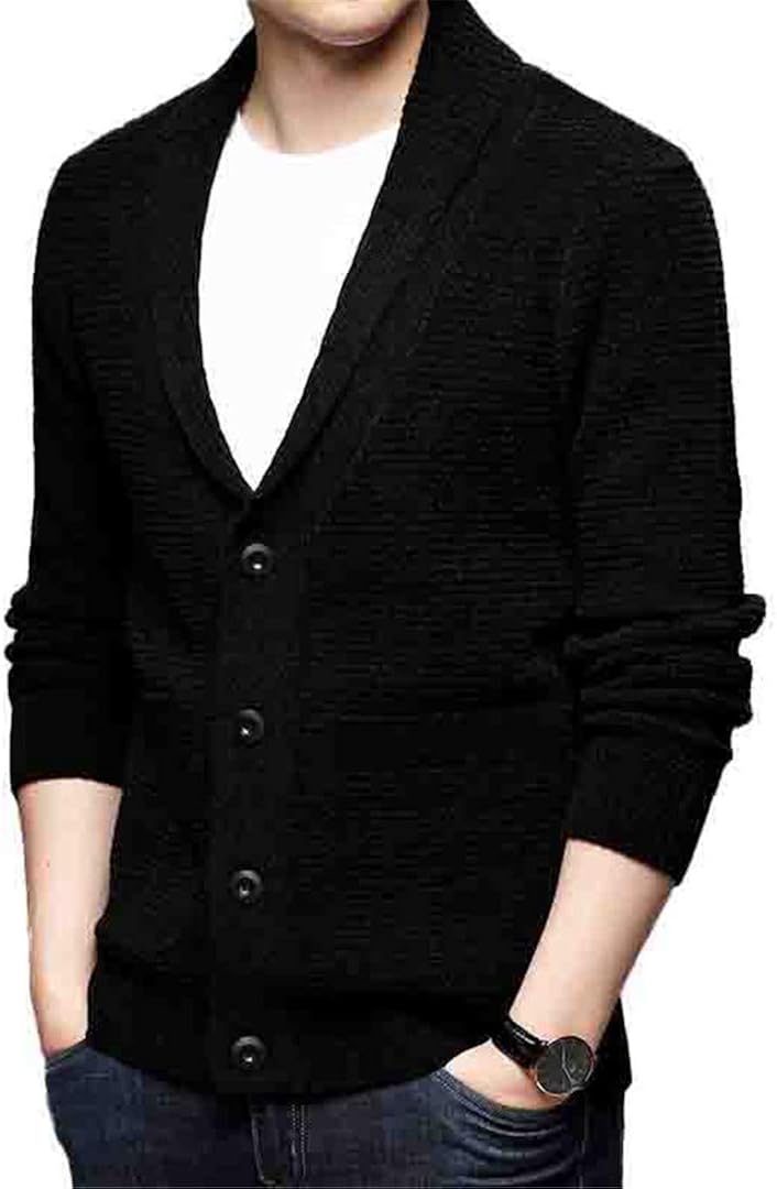Sweater Coat Men Cardigan Men Autumn Winter Thick Warm Knitted Cardigans Top Black M at Amazon 