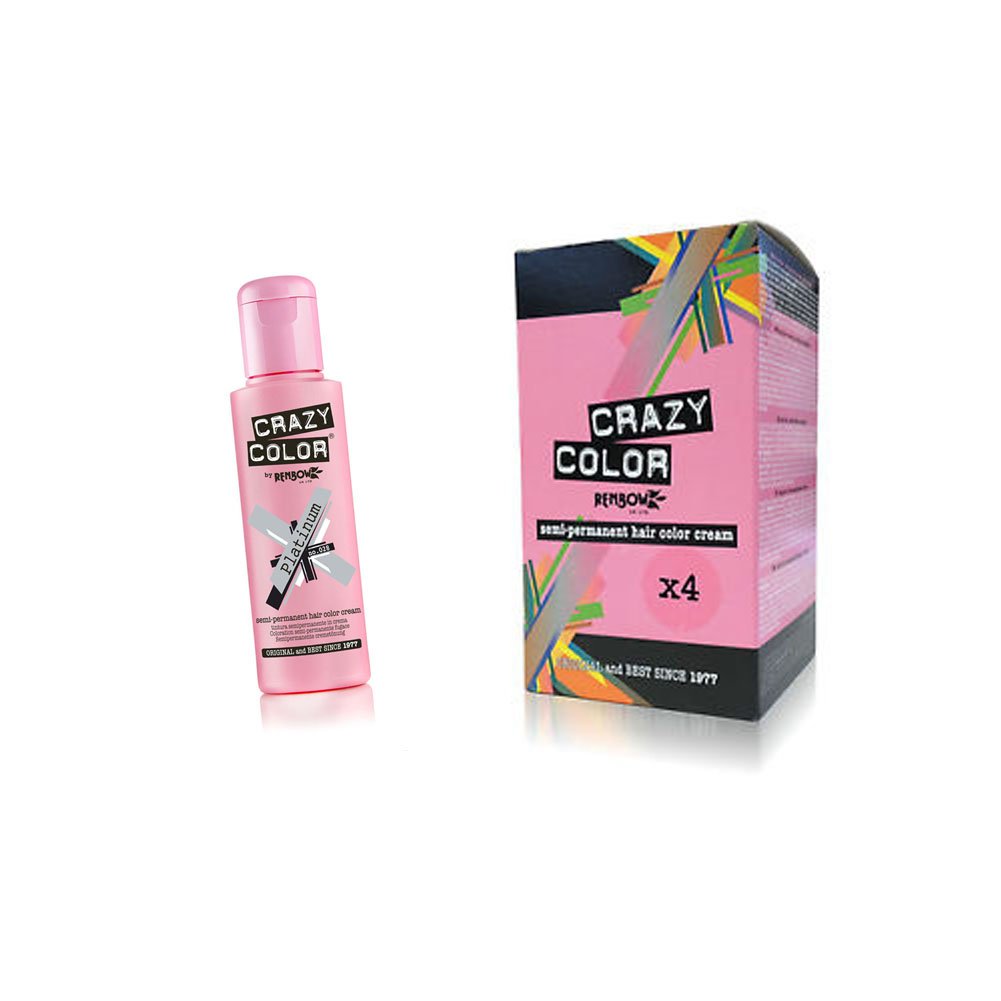 Crazy Colour Semi Permanent Hair Dye By Renbow Platinum No.28(100ml) Box of 4