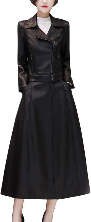 manteau long simili cuir femme