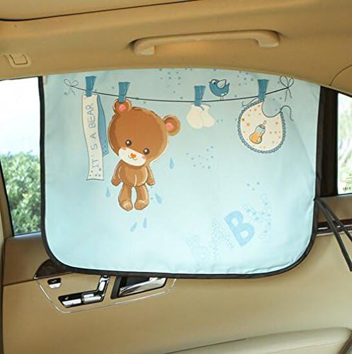 Ewlan Car Sun Shade Curtain With Suction Cup And Magnet For Side Window For Baby Kids, Car Rear Automobile Heat Insulation Curtains, 2 Pack Cartoon Car Interior Sun Blocker Blind