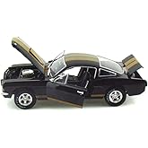1966 GT 350 Black with Gold Stripes and Racing Wheels 1/18 Diecast Model Car by Shelby Collectibles SC360