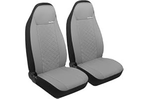 GIANT PANDA Front Seat Covers for Bucket Seats, Faux Leather Seat Covers Universal for Most Cars SUV and Mini Van (Grey)