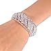 EleQueen Women's Austian Crystal Cuff Bangle Bracelets Open End Wide Bridal Bracelet Iridescent Clear AB