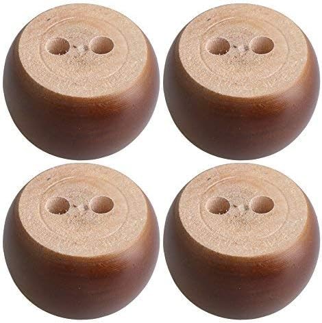 Metany Pack of 4 Walnut Furniture Legs Round Bun Feet 2" Tall Wood Sofa Legs Legs for Cabinet Couch Chair Dresser