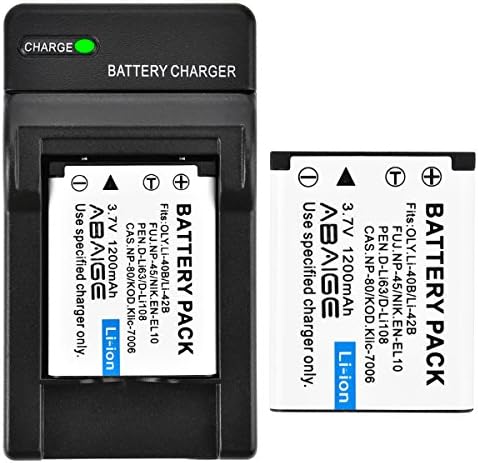 Abaige 2 Pack Replacement Battery with Charger for Fujifilm NP-45 NP-45A NP-45B NP-45S, FinePixT350 T360 T400 T500 T510 T550 T560 JX500 JX520 JX550 JZ310, XP20 XP22 XP30 XP50 XP60 XP70 XP80 XP90