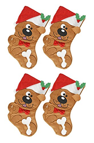 Black Duck Brand Set of 4-18 Inch Christmas Holiday Dog Themed Embroidered Felt Stocking! - Thumbnail 2