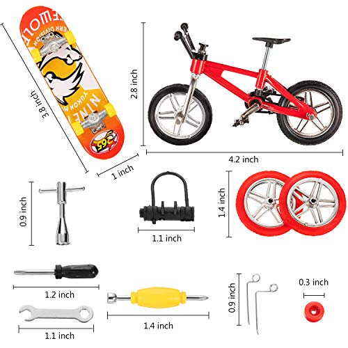 image for Gejoy 16 Pieces Finger Skateboard Finger Bike Set Mini Skateboard Fing