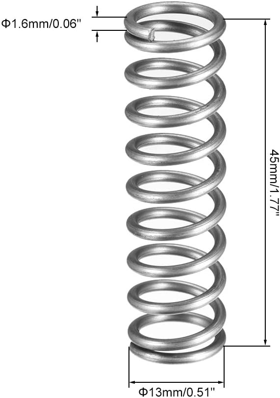 sourcing map Wire Diameter 0.06", OD 0.51", Free Length 1.77" Spring Steel Coil Extended Compressed Spring 10pcs - Image 3
