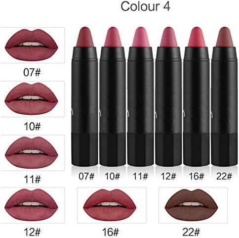 HuangHM 6 PCS Combination Set Matte Lipstick Pen Extensible Rotatable Colorful Charming Fashionable Nude Colors Velvet Silky Cream Plump Paste Waterproof Sexy Nontoxic Moisturizing Lip Gloss (colour4)