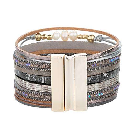 image for Yoocool Multi-Layer Handmade Leather Bracelet Braided Wrap Cuff Bangle