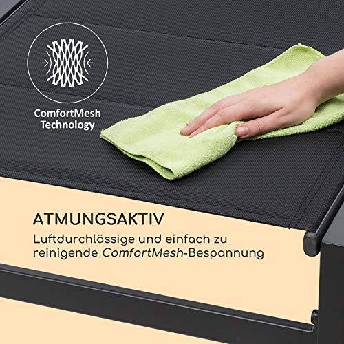 blumfeldt Renazzo Lounge Liegestuhl - Grey Edition, Sonnenliege, Gartenliege, 186 x 56 cm Liegefläche, höhenverstellbare Rückenlehne, Wasserabweisende und gepolstert, ComfortMesh, anthrazit – Bild 8