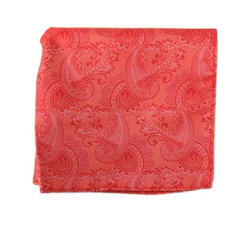 100% WOVEN SILK CORAL PAISLEY POCKET SQUARE