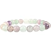 Anagha Jewels Natural " Multi Fluorite " Gemstone Beaded Unisex Stretch Bracelet Healing Gemstone Waterproof Bracelet , Durable And Comfort For Dailywear Handmade Bracelet For Yoga, Meditation & Attracts Positive Energy.
