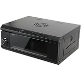 4U Wall Mount Server Cabinet Network Rack Enclosure | Locking Glass Door, Removable Side Panels&ndash; 4U Network Cabinet 15.7&rdquo; Deep, 22 Inch Server Rack for IT and A/V Equipment