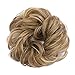 Scrunchy Updo Hair Bun Clip Messy Donut Chignons Synthetic Wavy Straight Hairpiece Hair Extension (light ash brown & bleach blonde, 1PC)