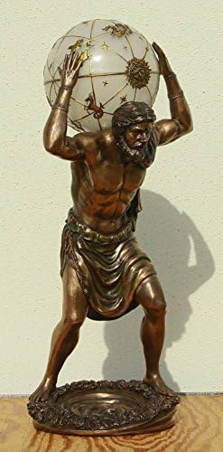 Titan Atlas Carrying Globe Led Lights Large 17.5"H Figurine Statue