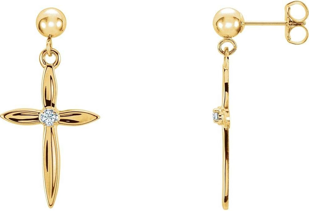 14ct Two Tone Gold Diamond Cross Earrings Amazon.co.uk Jewellery