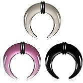Casvort 3 PCS 14G-0G Cozy Glass Septum Stretching Kits Pincher Taper with O-Rings Buffalo Septum Retainers Hypoallergenic Fresh Stretch Body Piercing Retainers Ear Hangers