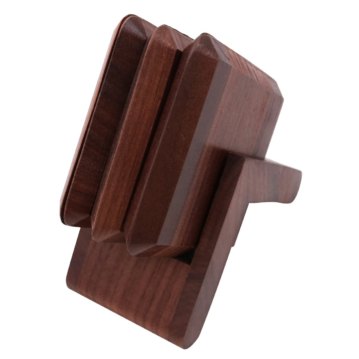 Tiardey Square Solid Wood Tea Coaster Beech Iinsulation Padwith Holder,Set of 6,Rectangle,9cm for Drinks,Coffee,Tea Cup - Black Walnut