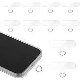 Larrel 10 Pcs Phone Tether Tab,Universal Phone Lanyard Tab Phones Tether Patches Without Adhesive Lanyard Replacement Patches Compatible Telephone Case Safety Case for Cell Phones Strap(Transparent)