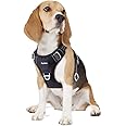 Funfox Dog Harness No Pull, Adjustable Pet Vest Harness, Super Soft Material with Vertical Handle Easy Control, Reflective Night Walking, 2 Leash Clips for Medium Sized Dogs, Black, M