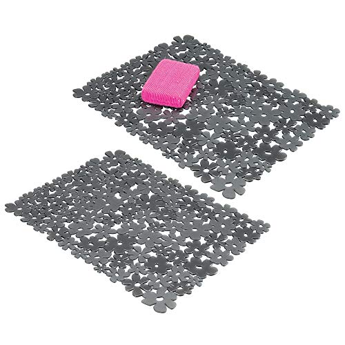 mDesign Adjustable Kitchen Sink Dish Drying Mat/Grid Soft Plastic