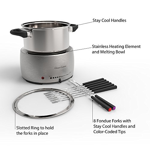 Stainless Steel Fondue Pot Set Melting Pot Cooker and Warmer for