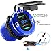 Opluz Dual QC3.0 USB Car Charger, Quickly Charge 4.8A USB Car Socket x2&Waterproof Power Outlet with LED Voltmeter for 12V/24V Car, Boat, Marine, RV, Motorcycle Mobile Build-in 10A Fuse Car Kit-Blue