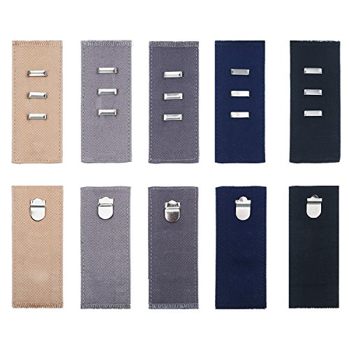 Mtlee 10 Pieces Pants Waist Extenders with Metal Hook for Pants, Jeans, Trousers and Skirt