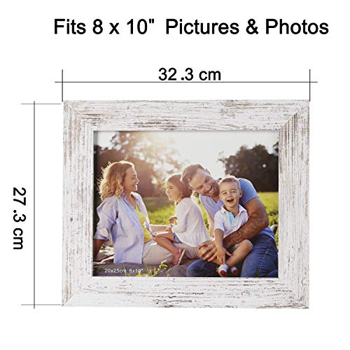 Wood Photo Frames, SasaAccueil Vintage Wooden Rustic Picture Frame Set with High Definition Glass for Wall Mount Table Top Display Unique Durable 3 Pack (Antique White, 8x10'')