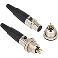 Onelinkmore 4 Pin Mini XLR TA4F Male Female Panel Mount Socket Connector Mic Audio Socket Mini-XLR Connector Jack, 4 Pin for Pro Microphones Aviation Set of 2