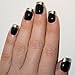 Bling Art False Nails French Fake Black Silver Squoval 24 Acrylic Medium Tips