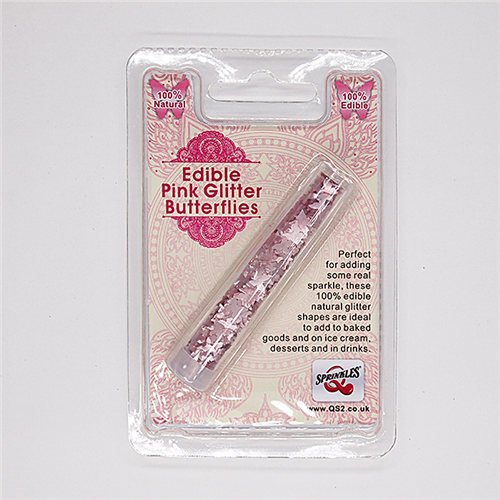 Natural Edible GMO Sugar Nuts Gluten Soy Free Glitter Butterfly (Pink)