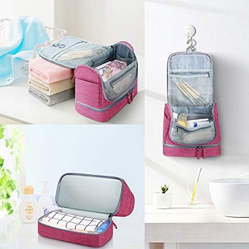 Hanging Travel Toiletry Bag Makeup Organizers Waterproof Cosmetic Bag Bathroom Shower Storage Bag Dop Kit for Men Women (Rose Red) 4 Hanging Travel Toiletry Bag Makeup Organizers Waterproof Cosmetic Bag Bathroom Shower Storage Bag Dop Kit for Men Women (Rose Red)