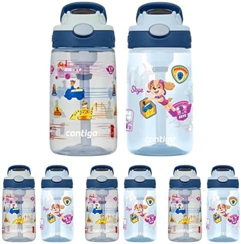 Contigo Aubrey Kids Dinos & Sharks Cleanable Water Bottle with Silicone Straw Spill-Proof Lid Dishwasher Safe 14oz 2-Pack (Pack of 4) Image