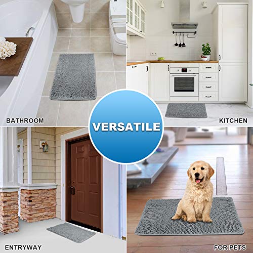 Secura Housewares Soft Microfiber Bathroom Rugs, 20 x 32 Inches Non Slip Bath Mat for Door, Bathroom & Kitchen - Water Absorbent, Machine Washable (Gray)