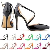 ZriEy Women's Pointed Toe Cross Strap Sexy Wedding Party High Heel Stiletto Pumps Shoes