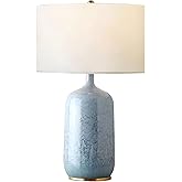 LCSMVLQ Light Blue Ceramic Table Lamp, Modern Ceramic Blue Lamps, Simple Bedroom Bedside Table Lamp,for Living Room Farmhouse