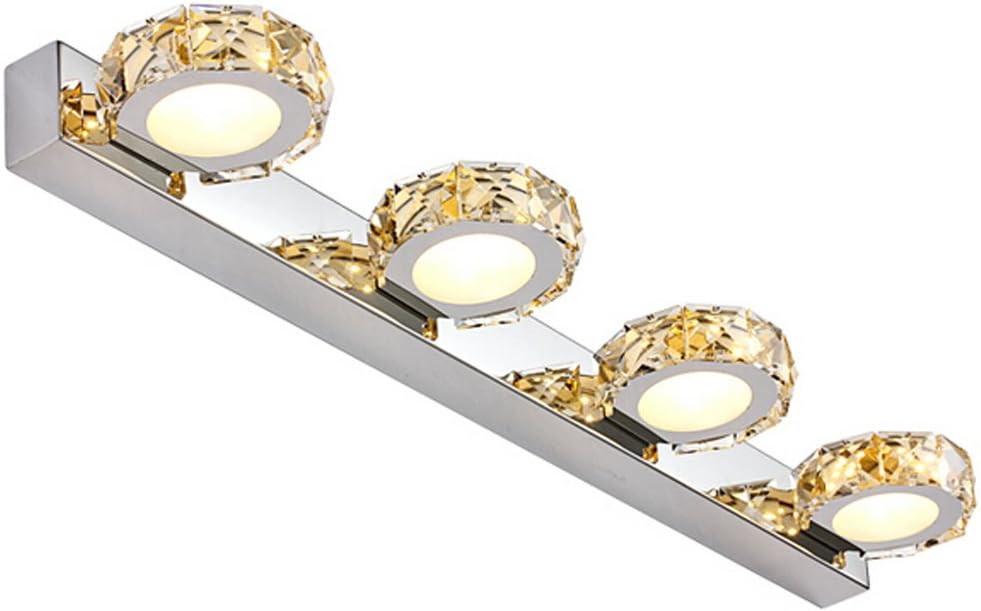 Letsun 12W Warm White LED Vanity Light Round Crystal Make-up Mirror Front Light Bathroom Light Picture Front Light - Including A Metal Fairy String Light