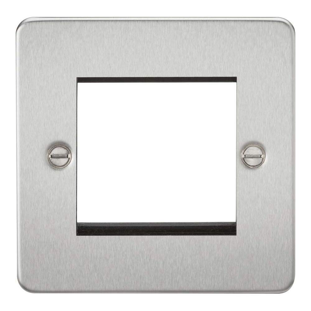 Knightsbridge FP2GBC Flat Plate Modular Faceplate, Brushed Chrome, 2G