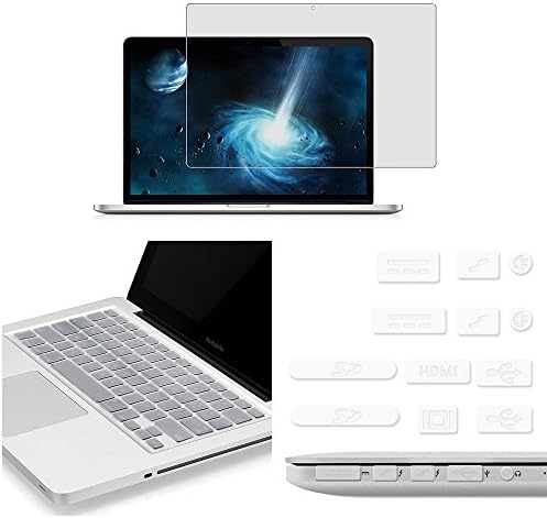 GOUP Protect Set for 2015 MacBook Pro 13 Inch with Retina Display, Set of Waterproof Keyboard Cover + Anti Dust Plugs + High Quaity Anti-Scratch High-Definition Laptop Screen Protector,Clear