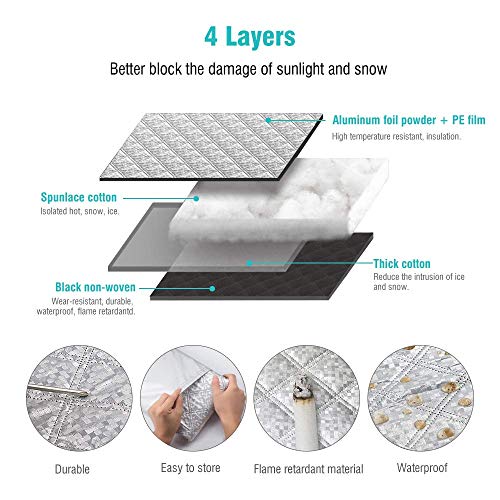 Tsumbay Car Windshield Snow Cover Car Sunshades for Windshield with 4 Layers Protection Car Windshield Snow Ice Cover for Ice, Snow, Frost, UV Defense, Windshield Winter Cover Fits for Most Vehicles