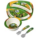 John Deere's Johnny Tractor and Friends Feeding 4 Piece Set, Green, Brown, Yellow, Blue, White, Red