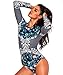 Funnygirl Women's Rashguard Long Sleeve Zip UV Protection Print Surfing Swimsuit Swimwear Bathing Suits