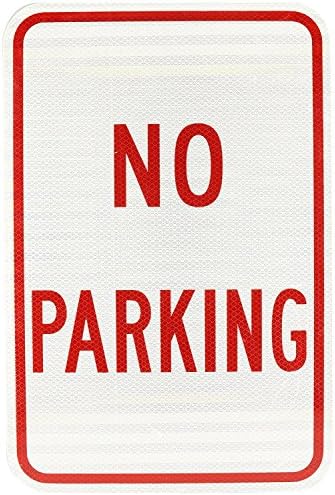 Riuolo R8-3A High Intensity Prismatic Rectangular Standard Traffic Sign, Legend NO PARKING, 12 Width x 18 Height, 5052-Aluminum, Red on White