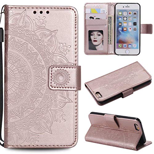 Case Galaxy S6, Bear Village PU Leather Embossed Design Case with Card Holder and ID Slot, Wallet Flip Stand Cover for Samsung Galaxy S6 (#1 Rose Gold) - Thumbnail 7
