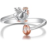CVRAVO Chicken Ring 925 Sterling Silver Chicken Open Rings Chicken Lover Gifts for Women Animal Jewelry for Women
