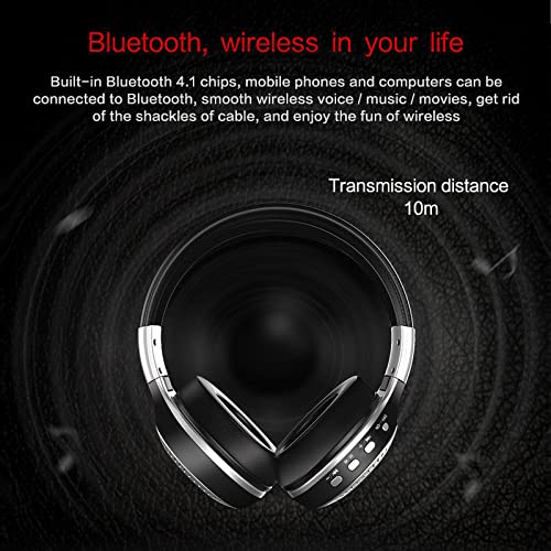 Head-Mounted Bluetooth Wireless Headset, Hi-Fi Foldable Stereo Over Earphone,Built-in Mic Earphone (Black, 均码)